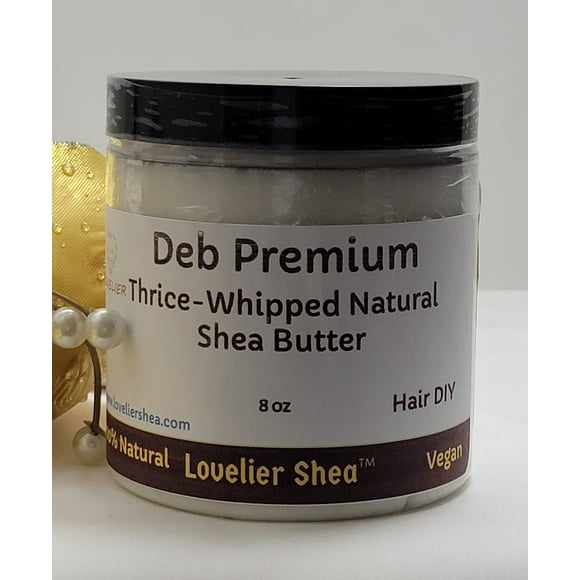 Lot de 2 Lovelier Shea Deb Premium Beurre de Karité Naturel Fouetté Trois Fois, 8 oz Chacun