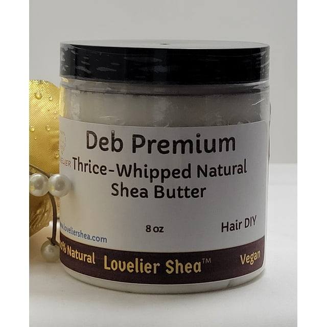2 pack Lovelier Shea Deb Premium Thrice-Whipped Natural Shea Butter, 8 oz each