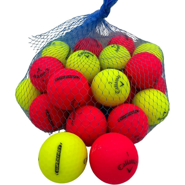 Golf Ball Planet - Balles de Golf Recyclées Callaway Superfast (4A/près de l'État Neuf, Lot de 24, Rouge Mat/jaune)