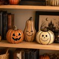 thumbnail image 3 of Mskk Wooden Pumpkin Tabletop Ornaments 5 Inch, Halloween Multiple Color 2D Pumpkins Decor Indoor for Mantel Shelf Farmhouse Indoor Home Party Display, 3 of 6