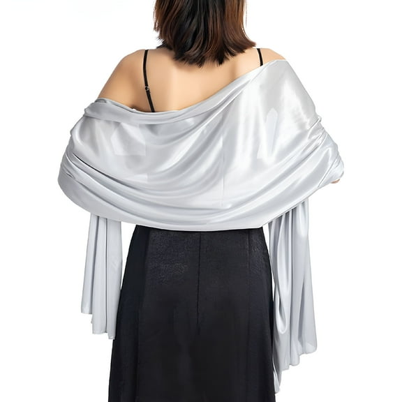 TELOLY Shawls and Wraps for Evening Dresses, Soft Shawls for Women, Wedding Giving Shawl Gift, 200*70 cm - Light Silver