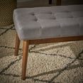thumbnail image 4 of Bellamy Studios Marvin Mid Century Tufted Fabric Ottoman, Grey, Walnut, 4 of 7