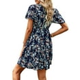 thumbnail image 4 of Coduop Summer Dresses for Women Short Sleeve Boho Floral Dress A-Line Mini Dress, 4 of 7