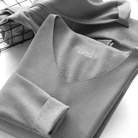 2Pcs/Set Thermal Underwear for Men Fleece Base Layer Top & Bottom Set Insulated Long Johns for Cold Weather Hunting