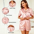 thumbnail image 3 of Pyjamas Gift compatible Women, Soft Satin Pjs Set Two Piece Silk Pyjamas Gift compatible Ladies Button Down Sleepwear Loungewear Size S-XXL, 3 of 5