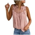 thumbnail image 2 of Bixock Womens Tank Tops Summer Sleeveless Shirts Solid Color Chiffon Composite Ruffle Detail V Neck Blouse Lightweight Travel Vacation Clothes, 2 of 7
