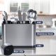 thumbnail image 4 of Organizador de utensilios de cocina, escurridor de cubiertos de acero inoxidable para un drenaje fácil, soporte para utensilios a prueba de óxido que ahorra espacio con diseño antideslizante para uso, 4 of 7