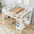 thumbnail image 2 of Harper & Bright Designs Wood Full Size Loft Bed with 8 Open Storage Shelves, Full Loft Bed Frame with Built-in Bookcase for Dorm Kids Teens, White, 2 of 14