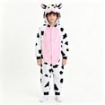 thumbnail image 6 of Ruyang Kids Plush Cow Hooded Jumpsuit Flannel Animal Role Play Dress Up Bodysuits Boys Girls Holiday Theme Party Outfit, 6 of 9