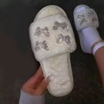 thumbnail image 1 of Zapatilla de felpa para mujer con lazo plano y zapatilla de casa, chanclas para interior Wmkox8yii hj789, 1 of 4