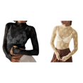thumbnail image 1 of (Lot de 2) Rinsvye Chemise à Manches Longues en Maille Superposition Haut pour Femmes Col Roulé Tee pour Femmes Broderie Florale Chemises Transparentes Tendance, 1 of 8