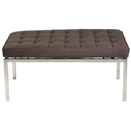 MLF Florence Knoll 2 Seater Bench (5 Colors). Imported Dark Brown Italian Leather, Floor Protection Pads on Legs.