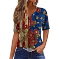 thumbnail image 2 of Patriotic Shirts for Women Red White Blue Graphic V Neck Tshirt Casual Comfortable Summer Top 4th of July Clothes, 2 of 6