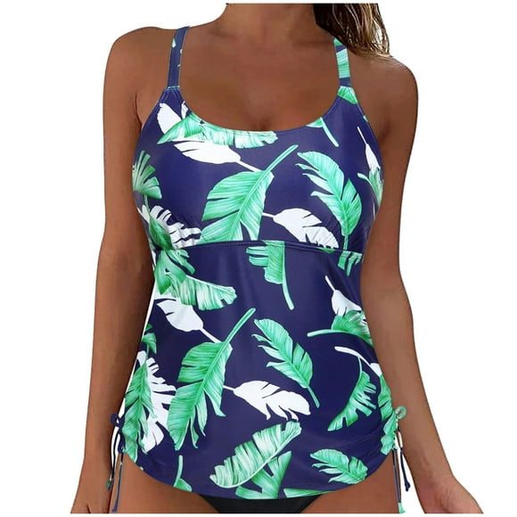 Yhmxh Maillots de Bain pour Femmes Maillots de Bain Imprimés pour Femmes Maillot de Bain Bandage Col Rond Sans Noir Maillot de Bain Contrôle du Ventre Maillot de Bain pour Femmes pour Plage, Piscine