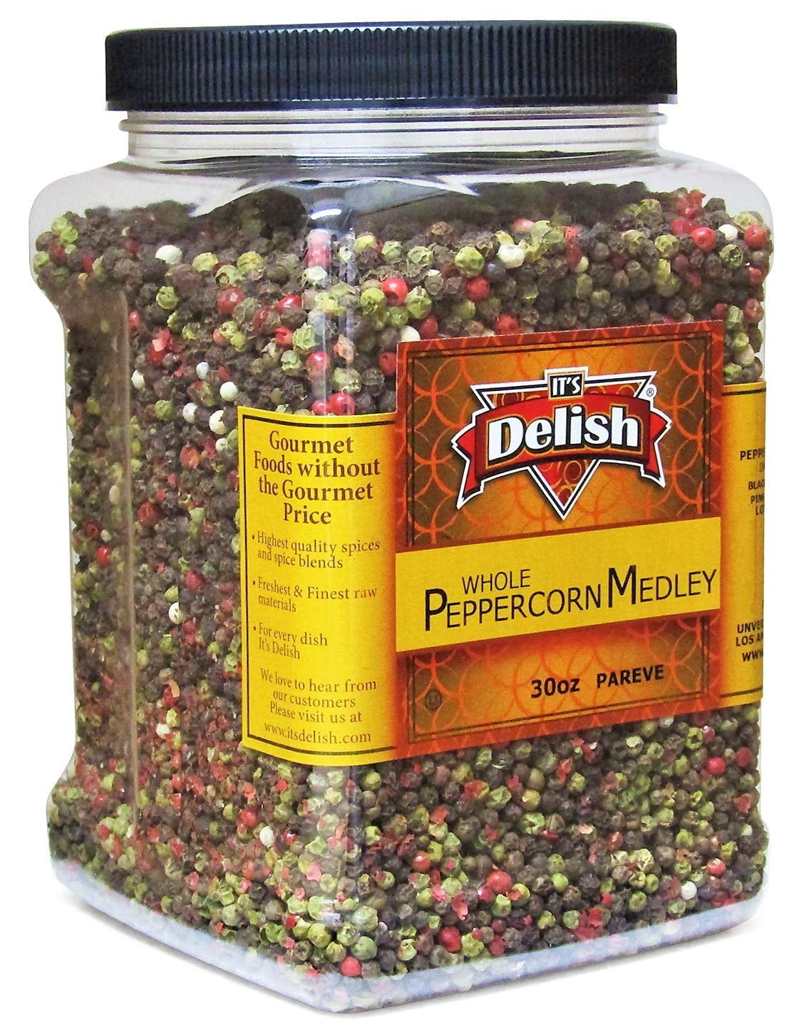 Whole Peppercorn Medley by It's Delish 30 OZ Jumbo Reusable Container