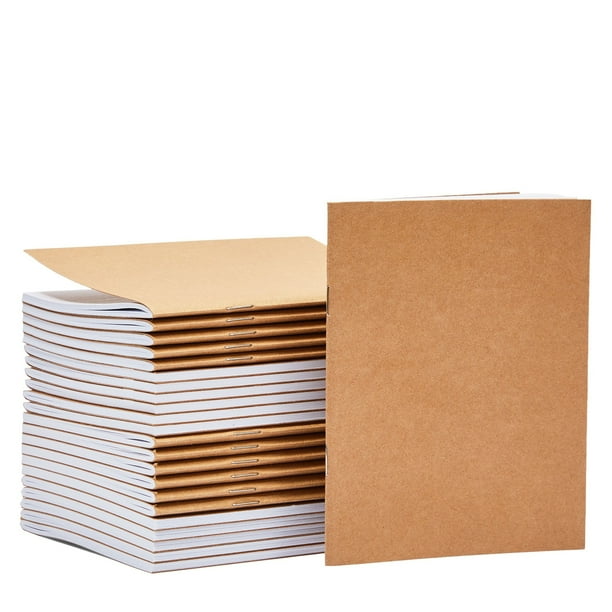 24 Pack Blank Journals Bulk Set, Small Kraft Paper Notebooks