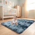 thumbnail image 5 of ZENELESS Ultra Soft Rug for Living Room,3x5ft Non-Slip Shaggy Area Rugs, Plush Fluffy Carpets for Bedroom Kids Room Nursery Home Decor Tie-dye Blue and Gray, 5 of 9