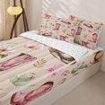 thumbnail image 3 of Erosebridal Watercolor Cowgirl Boot Zipper Twin Comforter Sets with Fitted Sheet and 2 Pillowcases,Peach Floral Cactus Zipper Bedding Set For Girls,Reversible,4 Pieces, 3 of 7