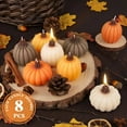 thumbnail image 2 of Trglemdw 8 Pcs Fall Pumpkin Candles Little Pumpkin - Shower Favors for Guests Autumn Tealight Candles with Kraft Gift Box for Thanksgiving Autumn Fall Wedding Birthday Decorations&nbsp;, 2 of 8