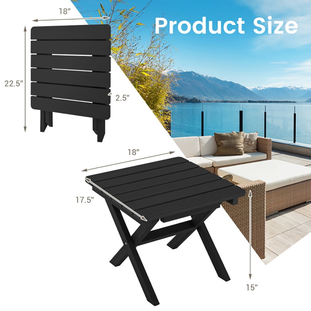 Aimee Lii Outdoor Folding Side Table Foldable Weather-Resistant HDPE Table, Outdoor Patio Furniture, Black Aimee Lii Outdoor Folding Side Table Foldable Weather-Resistant HDPE Table, Outdoor Patio Furniture, Black