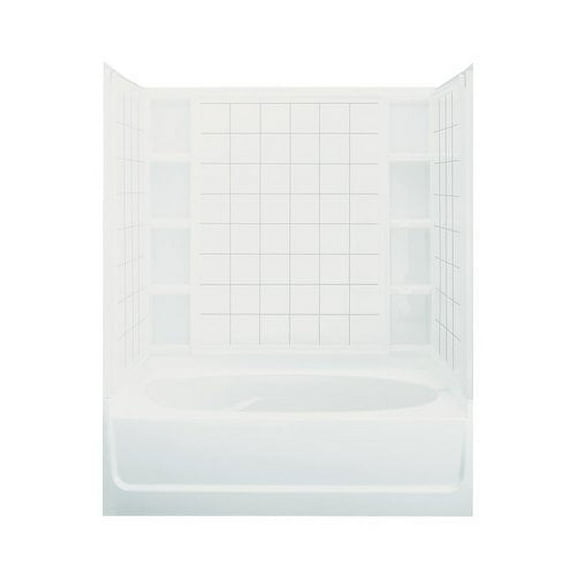 Sterling 71100122 Ensemble Afd, Series 7110, 60" X 36" X 74-1/4" Tile Bath/Shower - White