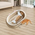 thumbnail image 1 of Rascador para gatos, cama, tablero rascador, protección para muebles, almohadilla rascadora ovalada transpirable con pelota de juguete para gatos de Blanco, 1 of 8