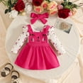 thumbnail image 2 of Leey-World Baby Girl Clothes 3-6 Months Newborn Infant Baby Girl Dress Clothes Winter Outfits Top Romper Overalls Dresses Suspender Skirt Set for Girls(Hot Pink,6-9 Months), 2 of 9