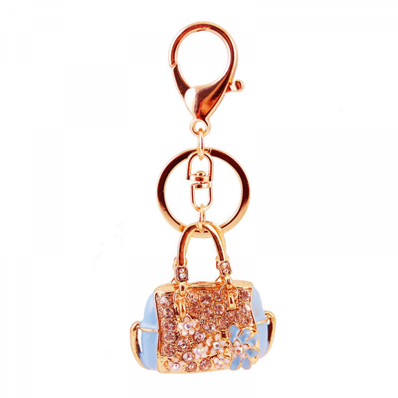 Women Bag Keychains for Women Bling Bag Key Ring for Girl Purse Bag or Car Pendant, Blue