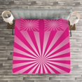 thumbnail image 3 of Ambesonne Hot Pink Quilted Bedspread Set 3 Pcs, Retro Fractal Stripes, King Size, Hot Pink and White, 3 of 3