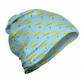 thumbnail image 1 of Umbrella Unisex Beanie, Raining Symmetric Drops, Hiking Outdoors, Pale Blue and Mustard, by Ambesonne, 1 of 1