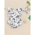 thumbnail image 5 of Aojekbee Baby Girls Rompers Duck Print Ruffles Fly Sleeve Bodysuits Summer Clothes with Headband, 5 of 10