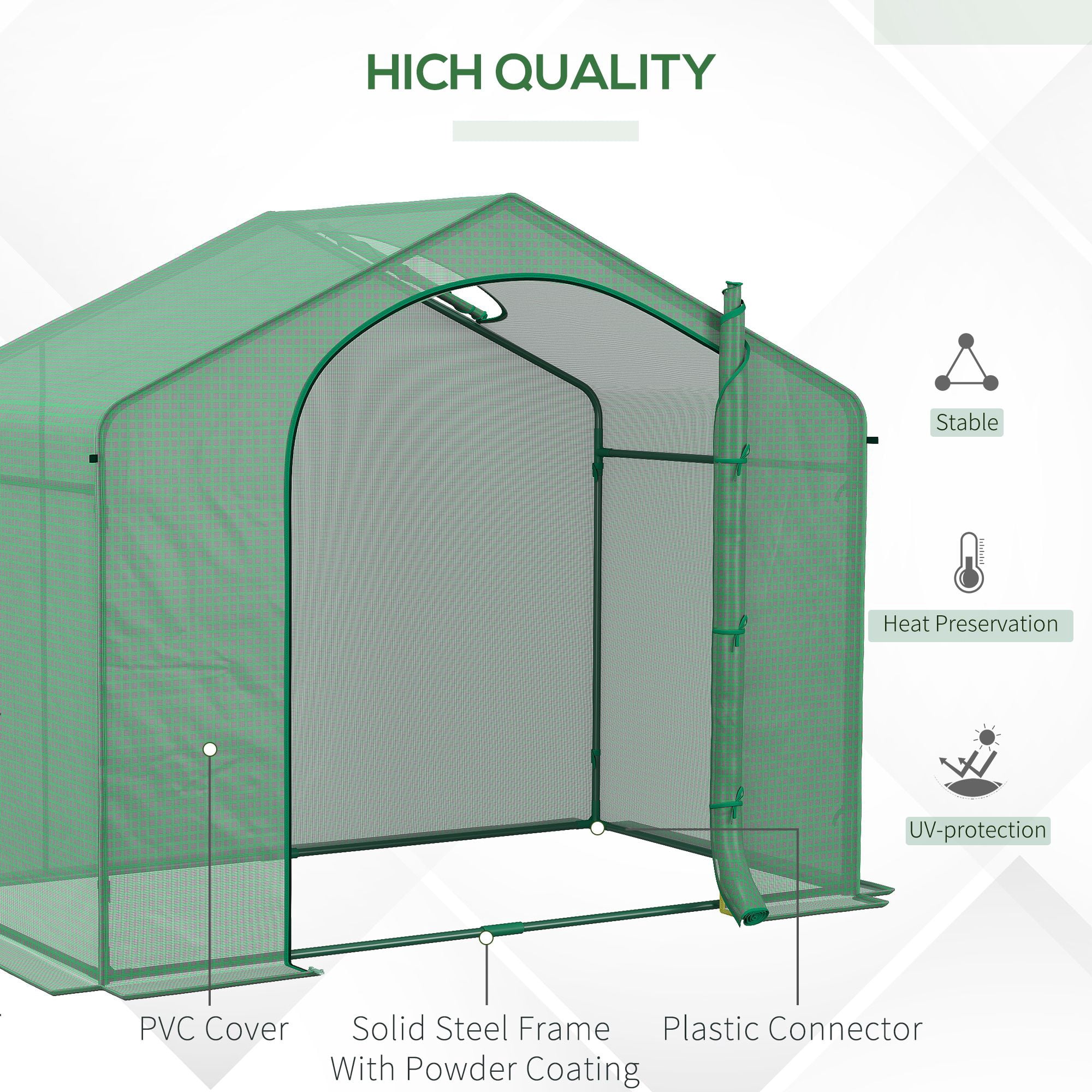 Outsunny 6' x 3' x 5' Walk-In Greenhouse, Powder Coated Steel Frame Garden Hot House with PE Cover, Zipper Door and Top Vent for Growing Vegetables, Flowers in Backyard and Patio