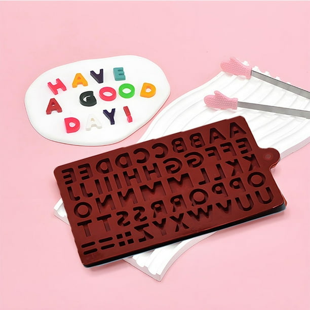 Moldes de silicona para chocolate con alfabeto de 26 letras