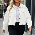 thumbnail image 6 of YanHoo Bomber Jackets Women Oversized Button Down Cropped Jacket Long Sleeve Fall Casual Outerwear, 6 of 8