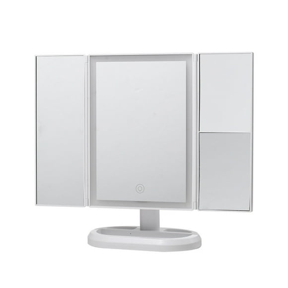 Cosmetic mirror with lighting, 10X 5X 1X magnification make up mirror, 3 side makeup mirror with 34 natural LED lights