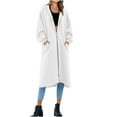 thumbnail image 2 of UPPADA Hooded Coats for Women Casual Zip up Long Sleeve Jackets Solid Color Thicken Long Hoodies Oversized Fashion Fall Winter Fleece Hooded Sweatshirts with Pockets White,M, 2 of 6