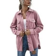 thumbnail image 3 of Seyurigaoka Women Juniors Shacket Corduroy Shirt Jacket, Solid Color Lapel Outerwear with Pockets, 3 of 7