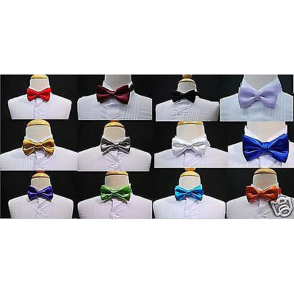 14 Colors Selection Satin bow Tie for Infant, Toddler & Boys Formal Tuxedo Suit