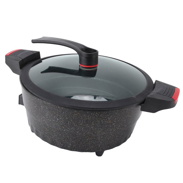 Electric Skillet, Stainless Steel Nonstick Micro Pressure Cooker with Steam Plate for Frying Sauteing Steaming Boiling Stewing Roasting