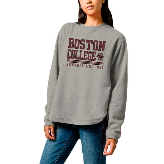 Women's League Collegiate Wear  Heather Gray Boston College Eagles Victory Springs Tri-Blend Fleece Pullover Sweatshirt