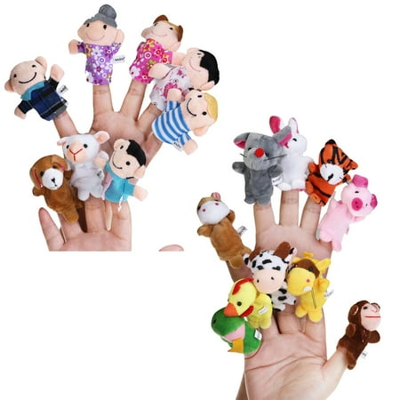Lion Finger Puppet 18pcs Educational Toys Finger Puppets Story Time Finger Puppets 12 Animals & 6 People Family Members Play House Accessories ()
