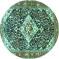 thumbnail image 1 of Ahgly Company Indoor Round Medallion Turquoise Blue Traditional Area Rugs, 4' Round, 1 of 4