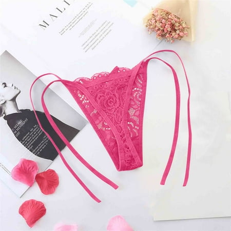 

UoCefik Thong Underwear Women Sexy Tie Side String Low Rise G String Lace Sexy Briefs Hot Pink Free Size