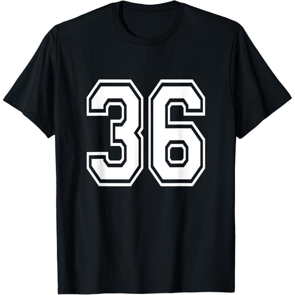Playful Comfort Tee - Number 36 T-Shirt Birthday Varsity Sports Team Jersey T-Shirt