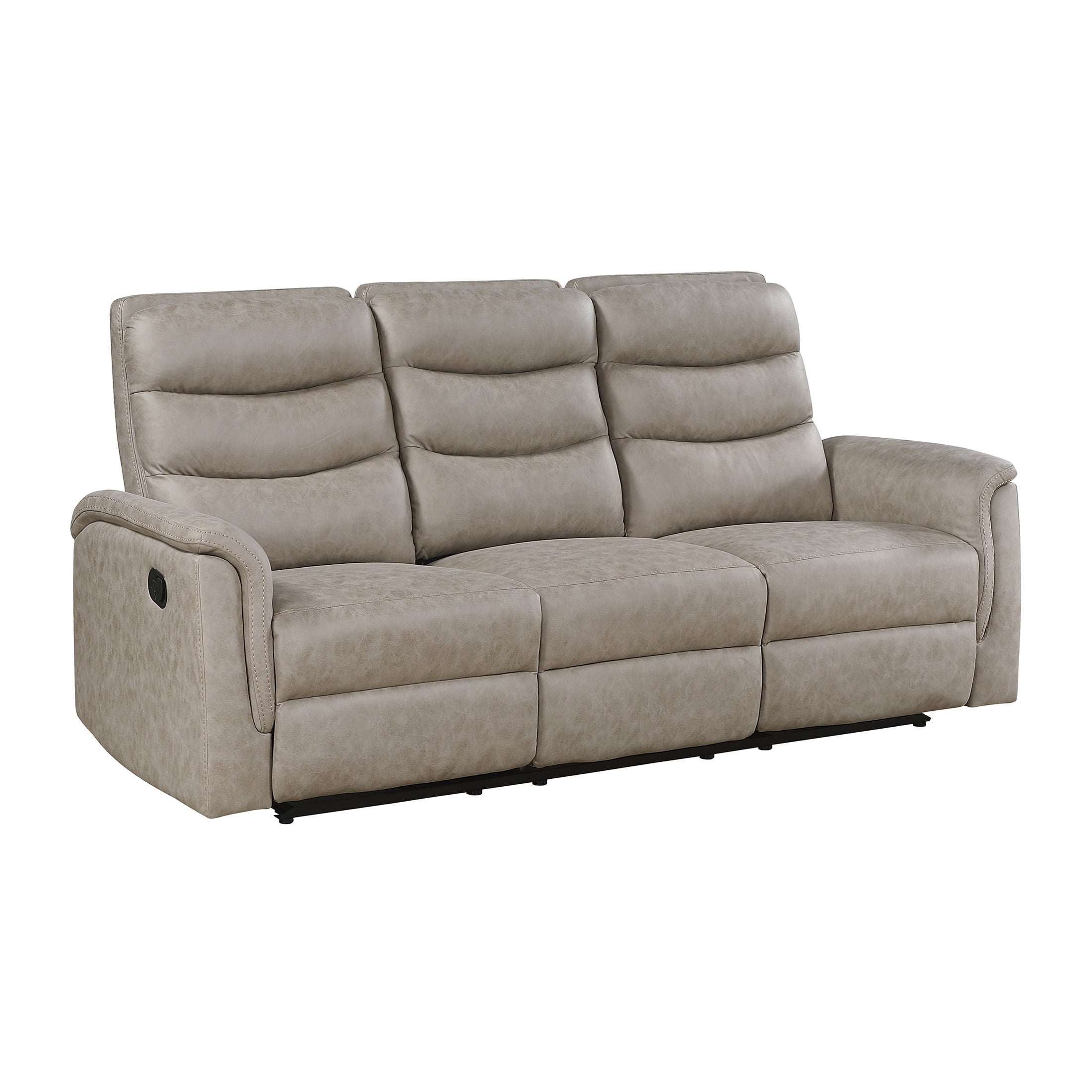 OakvillePark Solstice Microfiber Manual Double Reclining Sofa with Drop-down Cup Holders, Taupe