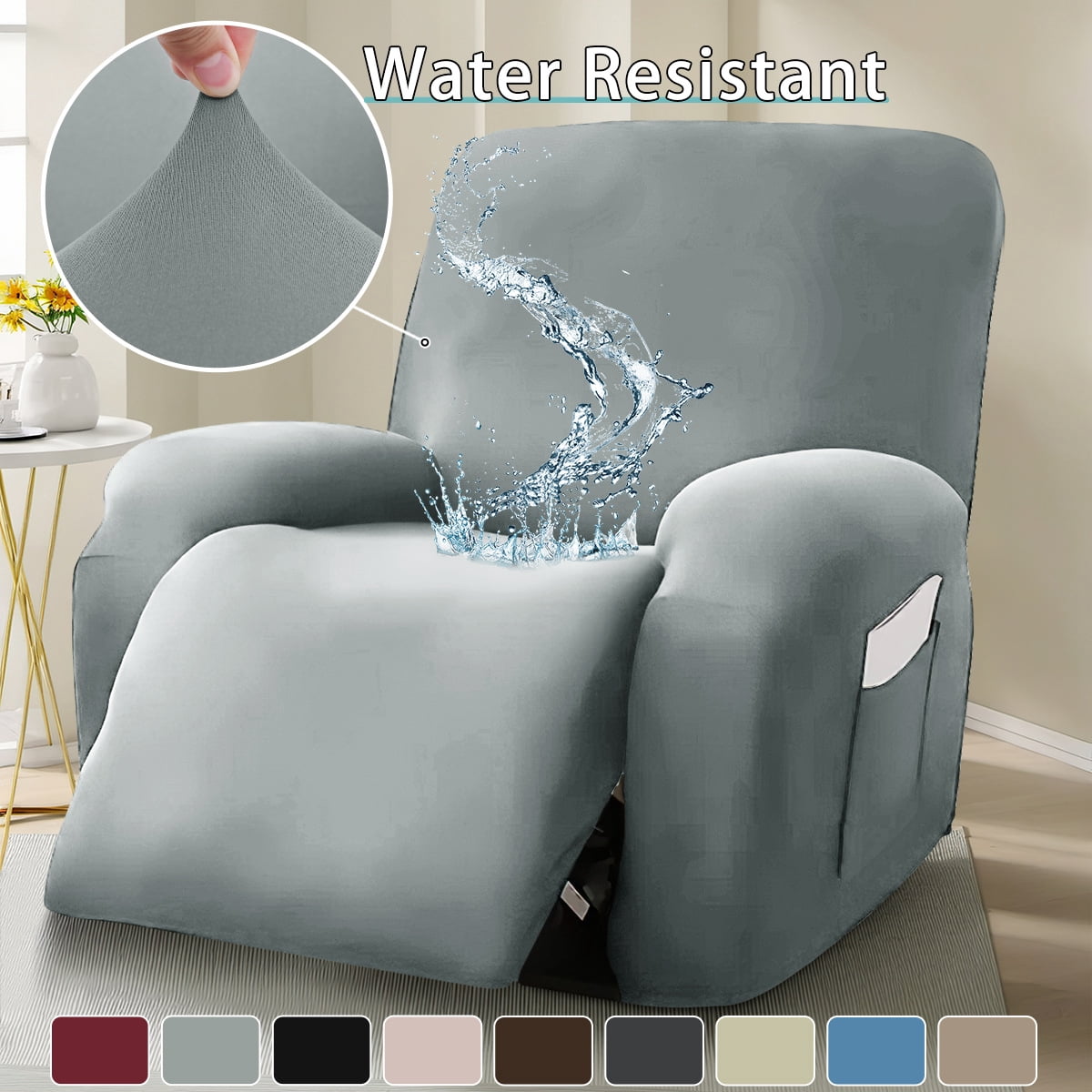 Solennerer Waterproof Recliner Loveseat Cover,Stretch Reclining Sofa Covers with Pockets,Washable Lazy Boy Recliner Slipcovers,Leakproof Couch Protector for Kids, Pets, Dog and Cat