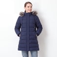 thumbnail image 3 of HVEOO Warm Winter Puffer Coat Fleece LinedWaterproof Long Down Jacket for Women, Navy, 3 of 8