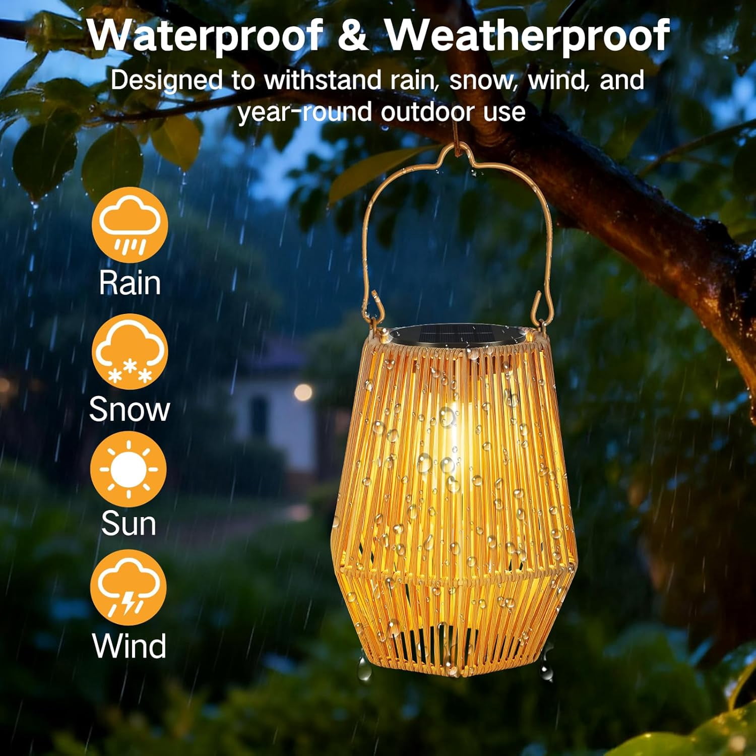 Solar Lanterns Outdoor Waterproof, Hanging Rattan Woven Solar Lights with Auto On/Off, Decorative Gifts for Garden, Yard, Patio, Tree, Porch, Lawn, Pathway & Outside Tabletop Decor
