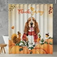 thumbnail image 2 of Happy Thanksgiving Basset Hound with Turkey Pumpkins Autumn Vibes Shower Curtain Bassets Dog Breed Lovers Gifts Idea Waterproof Bathroom Bathtub Curtain - 12018, 2 of 5