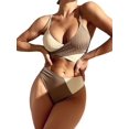 thumbnail image 1 of Traje de baño de bikini de verano de dos piezas con bloqueo de color de cintura alta envuelto con correa fina para el hombro para mujer, 1 of 4